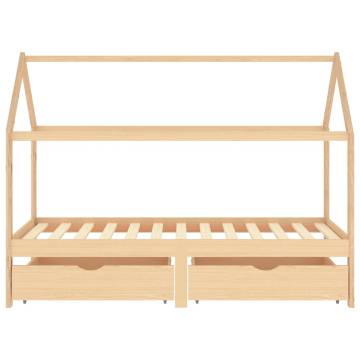 Kids Bed Frame with Drawers - Solid Pine Wood 90x200 cm