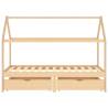 Kids Bed Frame with Drawers - Solid Pine Wood 90x200 cm