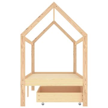 Kids Bed Frame with Drawers - Solid Pine Wood 90x200 cm