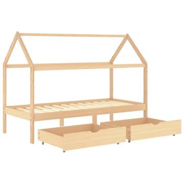 Kids Bed Frame with Drawers - Solid Pine Wood 90x200 cm