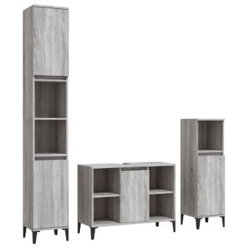 Grey Sonoma 3 Piece Bathroom Furniture Set | HipoMarket