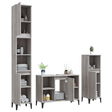 Grey Sonoma 3 Piece Bathroom Furniture Set | HipoMarket