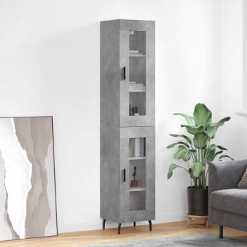 Stylish Highboard Concrete Grey - 34.5x34x180 cm | HipoMarket