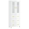 Stylish Highboard High Gloss White - 69.5x34x180 cm