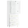 Stylish Highboard High Gloss White - 69.5x34x180 cm