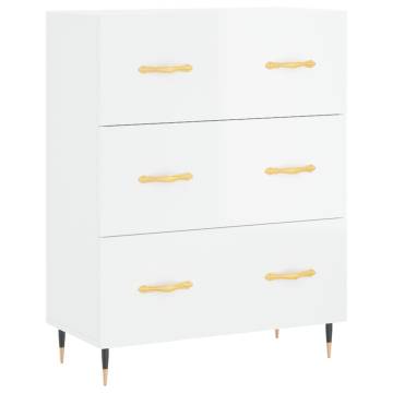 Stylish Highboard High Gloss White - 69.5x34x180 cm