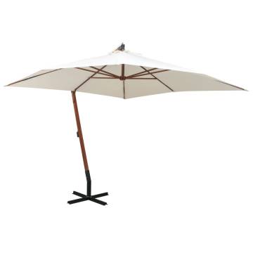 Hanging Parasol 300x300 cm Wooden Pole - Stylish Shade Solution