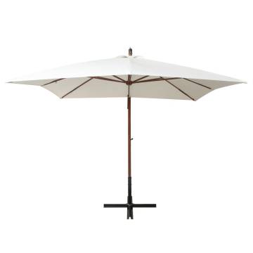 Hanging Parasol 300x300 cm Wooden Pole - Stylish Shade Solution