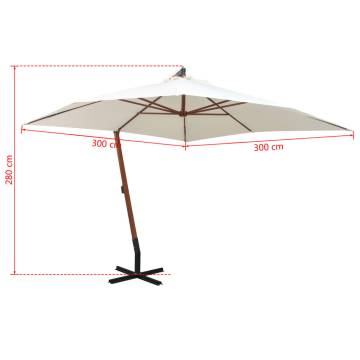 Hanging Parasol 300x300 cm Wooden Pole - Stylish Shade Solution