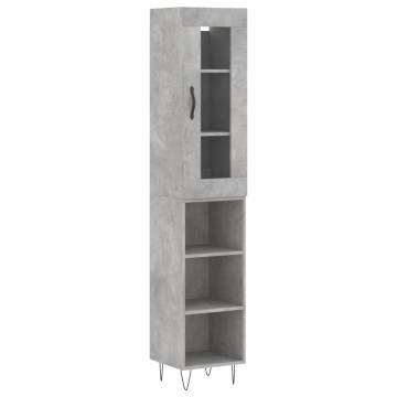 Stylish Highboard Concrete Grey - 34.5x34x180 cm | HipoMarket