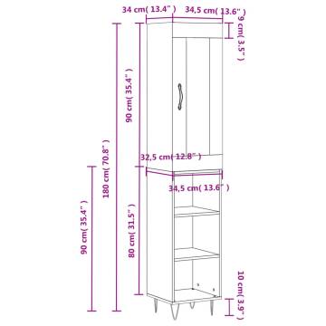 Stylish Highboard Concrete Grey - 34.5x34x180 cm | HipoMarket