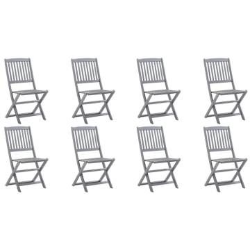 Folding Outdoor Chairs 8 pcs Solid Acacia Wood - Hipomarket