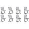 Folding Outdoor Chairs 8 pcs Solid Acacia Wood Colour grey Quantity in Package 8 Model without armrest Number of 1 