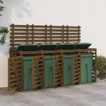 Quadruple Wheelie Bin Storage - Honey Brown Solid Pine