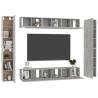 10 Piece Concrete Grey TV Cabinet Set - Stylish Storage Solution