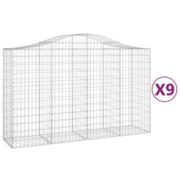 Arched Gabion Baskets - 9 pcs Galvanised Iron 200x50x120/140 cm