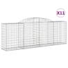 Arched Gabion Baskets - 11 pcs Galvanised Iron for Your Garden