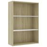 3-Tier Book Cabinet White & Sonoma Oak - Modern Design