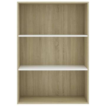 3-Tier Book Cabinet White & Sonoma Oak - Modern Design