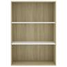 3-Tier Book Cabinet White & Sonoma Oak - Modern Design