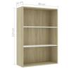 3-Tier Book Cabinet White & Sonoma Oak - Modern Design