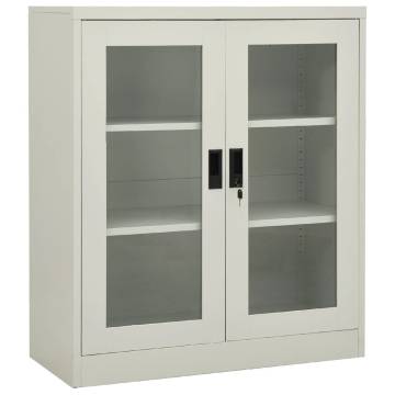 Light Grey Office Cabinet 90x40x105 cm - Durable Steel Design