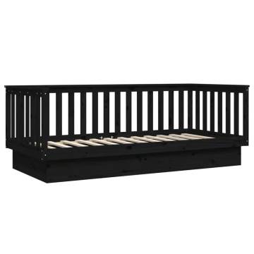 Stylish Black Day Bed 80x200 cm - Solid Pine Wood