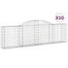 Arched Gabion Baskets - 10 pcs Galvanised Iron Garden Barriers