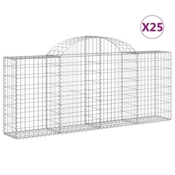 Arched Gabion Baskets - 25 pcs Galvanised Iron | Hipomarket