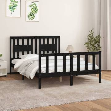 Black Pine Bed Frame with Headboard - 120x200 cm | HipoMarket