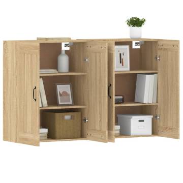 Elegant Wall Mounted Cabinets - Sonoma Oak - 2 pcs