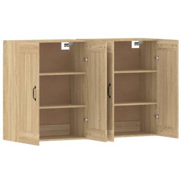 Elegant Wall Mounted Cabinets - Sonoma Oak - 2 pcs