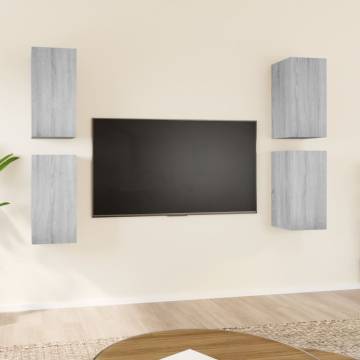 Modern Grey Sonoma TV Cabinets - 4 pcs Engineered Wood