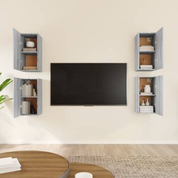 Modern Grey Sonoma TV Cabinets - 4 pcs Engineered Wood