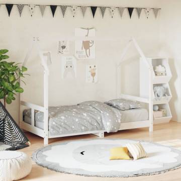 Kids Bed Frame White 80x160 cm Solid Wood Pine - HipoMarket