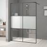 Walk-in Shower Wall Black 140x195 cm Half Frosted ESG Glass Colour black Size 140 x 195 cm Model half frosted 