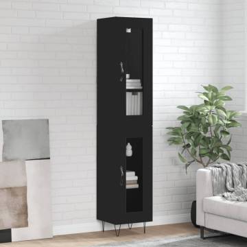 Stylish Highboard Black 34.5x34x180 cm - Hipomarket