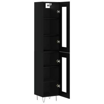 Stylish Highboard Black 34.5x34x180 cm - Hipomarket