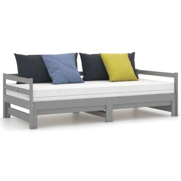 Pull-out Day Bed Grey Solid Pinewood - Versatile & Stylish