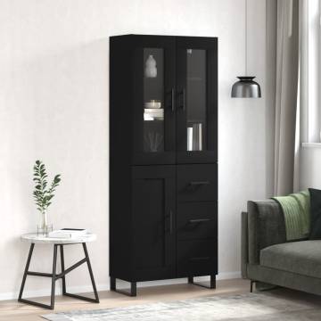 Elegant Black Highboard – 69.5x34x180 cm Engineered Wood