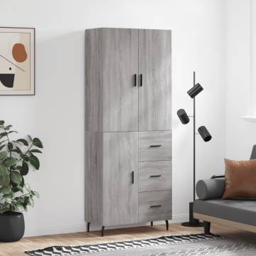 Stylish Highboard Grey Sonoma - 69.5x34x180 cm | HipoMarket