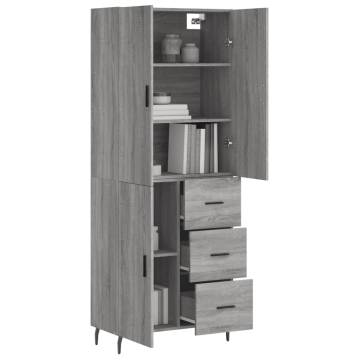 Stylish Highboard Grey Sonoma - 69.5x34x180 cm | HipoMarket