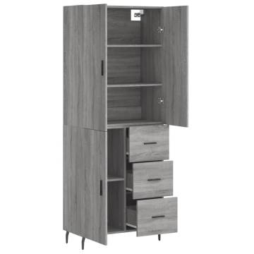 Stylish Highboard Grey Sonoma - 69.5x34x180 cm | HipoMarket