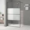 Walk-in Shower Wall Black 115x195 cm Half Frosted ESG Glass Colour black Size 115 x 195 cm Model half frosted 