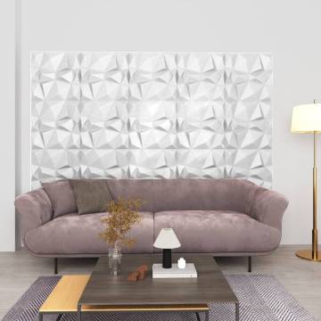 3D Wall Panels - 48 pcs Diamond White - 12 m² Coverage