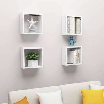 Wall Cube Shelves 4 pcs - Stylish White Storage Solution