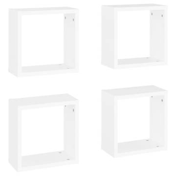 Wall Cube Shelves 4 pcs - Stylish White Storage Solution