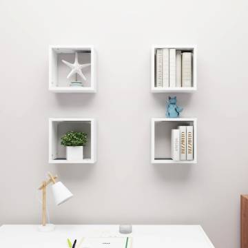 Wall Cube Shelves 4 pcs - Stylish White Storage Solution