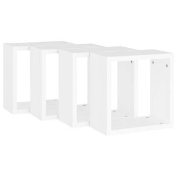 Wall Cube Shelves 4 pcs - Stylish White Storage Solution