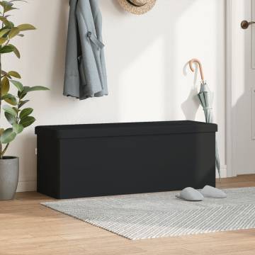 Storage Bench Foldable Black PVC - Versatile & Comfortable